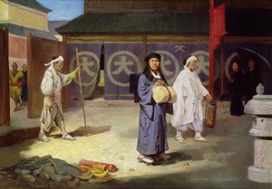 Japanilainen pyhiinvaeltaja palaamassa Fusi Yama -vuorelta tekijältä Theodore Delamarre